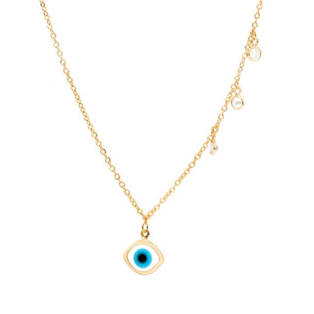 Eye-Shaped White Evil Eye Pendant Necklace - Jewellery