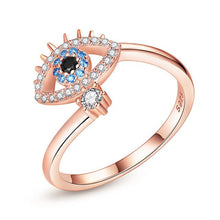 Load image into Gallery viewer, Eye with Lashes Shaped Evil Eye Silver Ring - RingRose Gold
