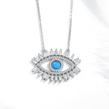 Load image into Gallery viewer, Eyes with Eyelashes Shaped Evil Eye Silver Necklaces - NecklaceGold
