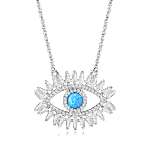 Eyes with Eyelashes Shaped Evil Eye Silver Necklaces - NecklaceSilver