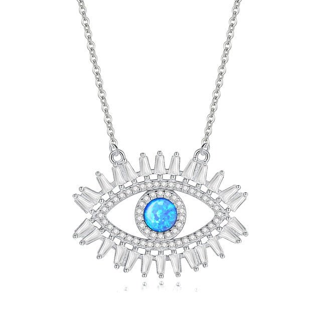 Eyes with Eyelashes Shaped Evil Eye Silver Necklaces - NecklaceSilver