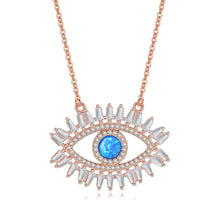 Load image into Gallery viewer, Eyes with Eyelashes Shaped Evil Eye Silver Necklaces - NecklaceRose Gold

