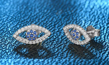Load image into Gallery viewer, Gold Colored Blue and White Stone Evil Eye Silver Stud Earrings - EarringsSilver
