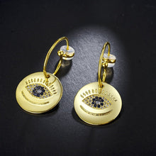 Load image into Gallery viewer, Gold Colored Chunky Evil Eye Silver Earrings - Earrings
