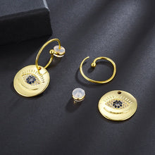 Load image into Gallery viewer, Gold Colored Chunky Evil Eye Silver Earrings - Earrings
