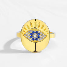 Load image into Gallery viewer, Gold Colored Chunky Evil Eye Silver Ring - Ring6

