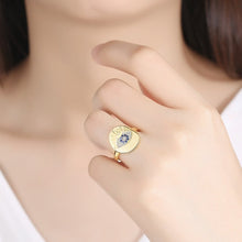 Load image into Gallery viewer, Gold Colored Chunky Evil Eye Silver Ring - Ring6
