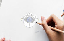Load image into Gallery viewer, Gold Colored Chunky Evil Eye Silver Ring - Ring6
