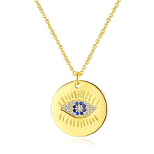 Load image into Gallery viewer, Gold Coloured Circular Evil Eye Silver Necklace - Necklace
