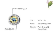 Load image into Gallery viewer, Gold with Blue Stone Evil Eye Silver Charm Bead - Charm Bead
