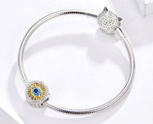 Load image into Gallery viewer, Gold with Blue Stone Evil Eye Silver Charm Bead - Charm Bead
