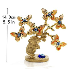 Load image into Gallery viewer, Golden Elephant and Butterflies with Evil Eyes Desktop Ornament - Ornament
