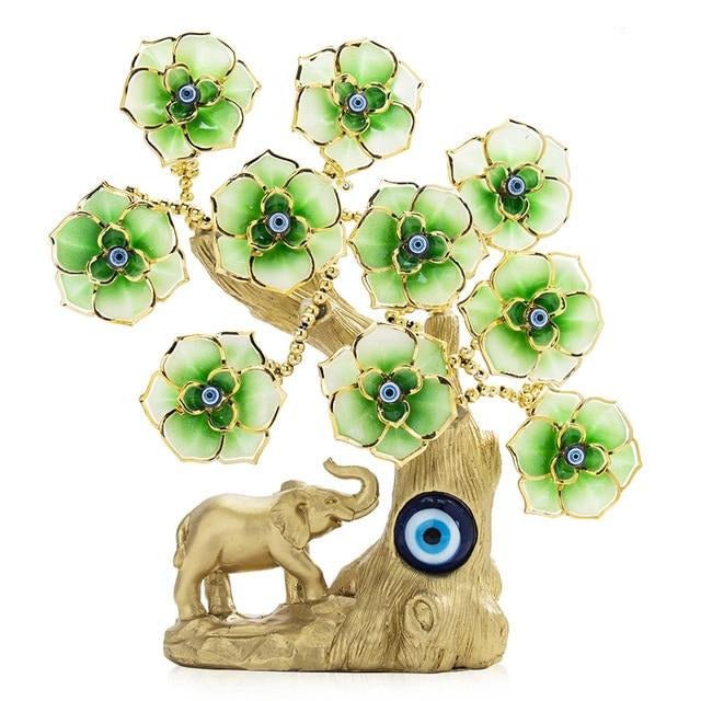 Golden Elephant with Tree of Life Evil Eye Desktop Ornament - Ornament