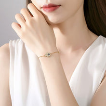 Load image into Gallery viewer, Hamsa Hand with Dual Evil Eye Silver Bracelet - BraceletGold
