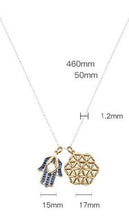 Load image into Gallery viewer, Hamsa Hand with Evil Eye and Flower Of Life Silver Necklace - Necklace

