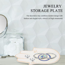 Load image into Gallery viewer, Hamsa Hand with Evil Eye Ceramic Multipurpose Plates - Decorative PlateWhite with Eye Design Evil Eye

