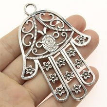Load image into Gallery viewer, Hamsa Hand with Evil Eye Metal Wall Hangings - Wall HangingSilver
