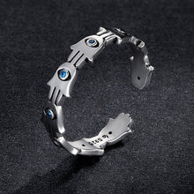 Load image into Gallery viewer, Hamsa Hand with Evil Eyes Finger Wrap Ring - Ring
