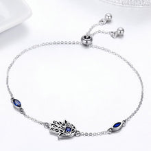 Load image into Gallery viewer, Hamsa Hand with Three Evil Eyes Silver Bracelet - Bracelet
