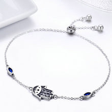 Load image into Gallery viewer, Hamsa Hand with Three Evil Eyes Silver Bracelet - Bracelet
