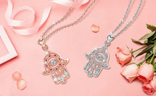 Load image into Gallery viewer, Hamsa Necklace with Evil Eye and Lotus Flower Inside - NecklaceSilver
