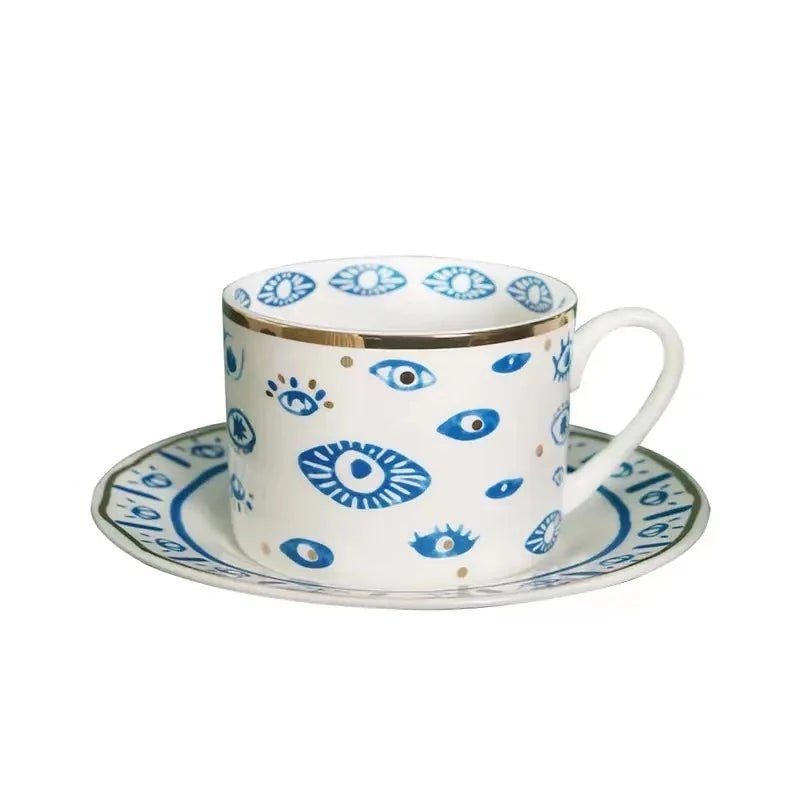 Evil Eye Cups Ceramic Coffee Mug And Plate Set Hamsa Cute - Temu