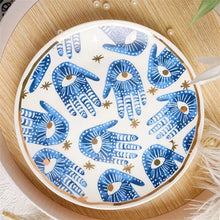 Load image into Gallery viewer, Hand Painted Evil Eye and Hamsa Hand Themed Ceramic Dinnerware Set - Dinnerware SetHamsa Hand Plate2023
