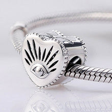 Load image into Gallery viewer, Heart Shaped Evil Eye Silver Pendant - Pendant
