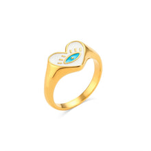 Load image into Gallery viewer, Heart Shaped White Evil Eye Ring (Gold Plated) - RingWhite6
