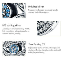Load image into Gallery viewer, Light Blue and White Stone Evil Eye Silver Charm Bead - Charm Bead

