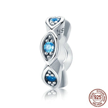 Load image into Gallery viewer, Light Blue Stone Eye Evil Silver Charm Bead - Charm Bead

