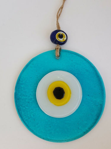 Light Blue / Turquoise Evil Eye Wall Hangings - Wall HangingTurquoise with Yellow Eye