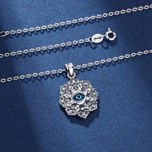 Load image into Gallery viewer, Lotus Flower with Evil Eye Silver Pendant and Necklace - NecklacePendant and Chain
