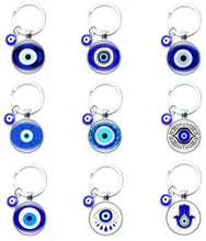 Load image into Gallery viewer, Metallic Dual Evil Eye Keychains - 10 Designs - KeychainDesign 1
