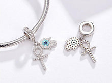 Load image into Gallery viewer, Mini Hamsa Hand and Ankh Silver Pendant - Pendant
