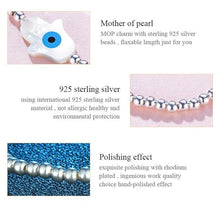 Load image into Gallery viewer, Mother of Pearl White Evil Eye Silver Beaded Bracelets - BraceletHoly Cross

