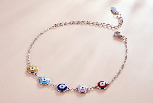 Multicolor Evil Eye Silver Bracelet - Bracelet