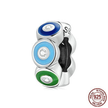 Load image into Gallery viewer, Multicolor Evil Eye Silver Charm Bead - Charm Bead
