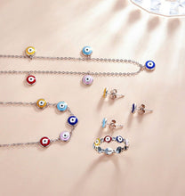 Load image into Gallery viewer, Multicolor Evil Eye Silver Necklace - Necklace
