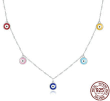 Load image into Gallery viewer, Multicolor Evil Eye Silver Necklace - Necklace
