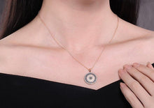 Load image into Gallery viewer, Multicolor Stone Studded Evil Eye Silver Necklaces - NecklaceRose Gold
