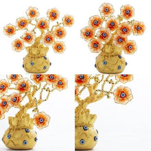 Load image into Gallery viewer, Orange Flowers with Evil Eyes in Feng Shui Money Bag Desktop Ornament - Ornament

