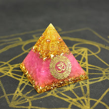 Load image into Gallery viewer, Orgone Pyramid with Divine Om and Loving Rose Quartz - Home Decor

