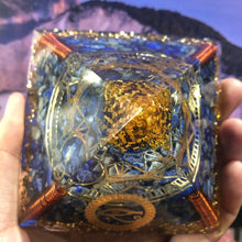 Load image into Gallery viewer, Orgone Pyramid with Eye of Horus and Lapis Lazuli - Ornament
