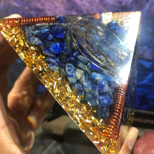 Load image into Gallery viewer, Orgone Pyramid with Eye of Horus and Lapis Lazuli - Ornament
