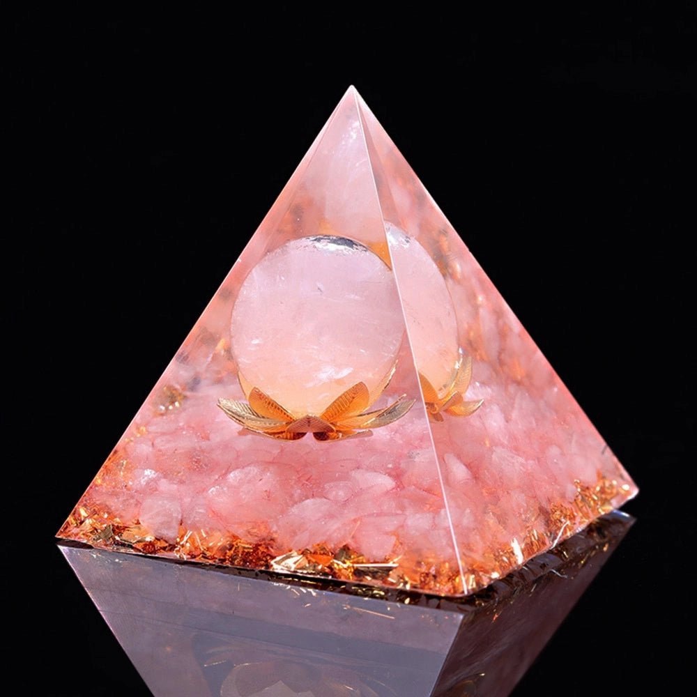 Orgone Pyramid with Healing Rose Quartz - Home Decor