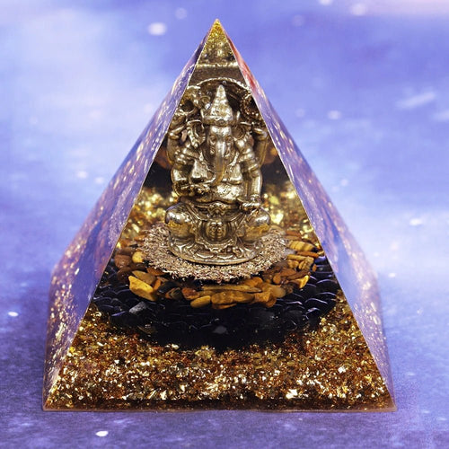 Orgone Pyramid with Lucky Lord Ganesha - Home Decor8 cm or 3.15