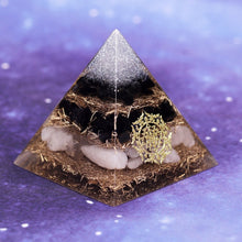Load image into Gallery viewer, Orgone Pyramid with Powerful Black Obsidian and White Quartz - Home DecorOnly Copper6 cm or 2.35&quot; inches
