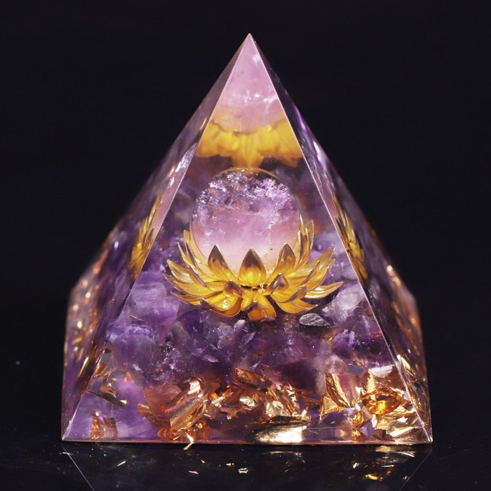 Orgone Pyramid with Protective Amethyst - Home Decor
