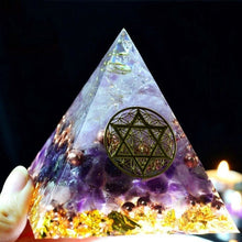 Load image into Gallery viewer, Orgone Pyramid with Protective Amethyst and White Quartz - Home Decor4 cm or 1.6&quot; inches
